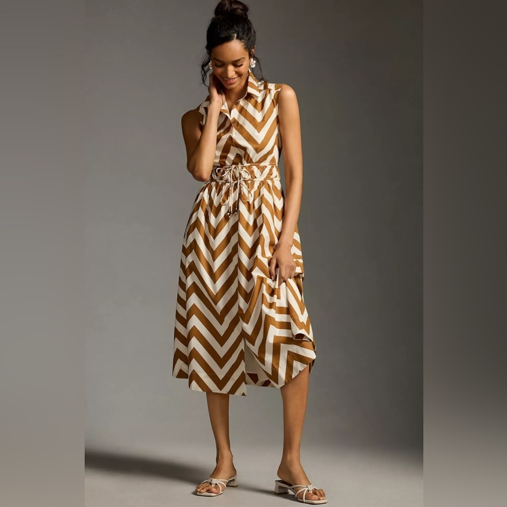 Anthropologie Maeve Sleeveless Midi Shirt Dress vacation wedding guest
